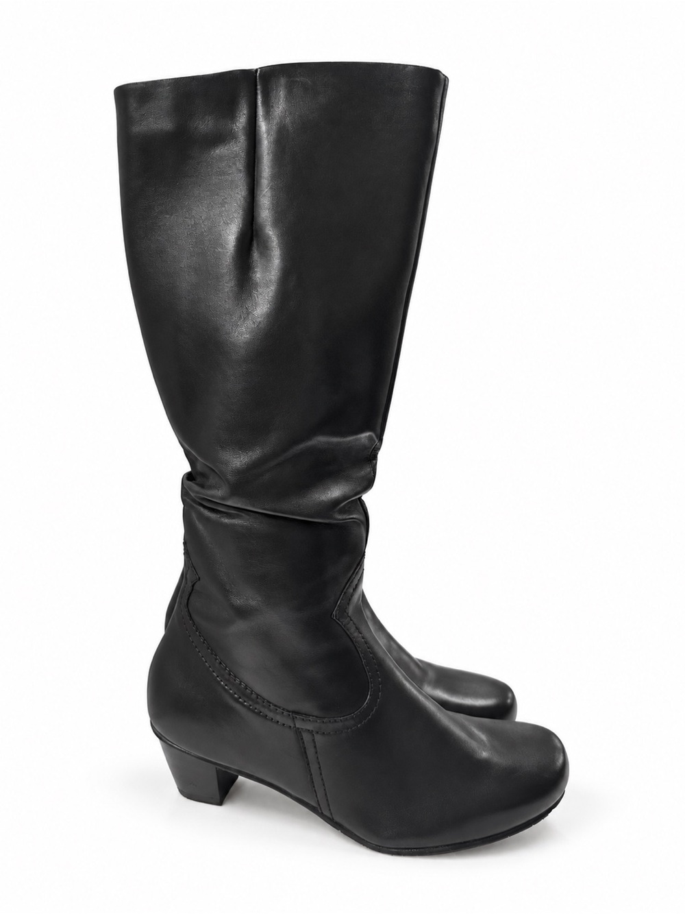 hotter Black Knee-high Low Heel Genuine Leather Boots Size 10